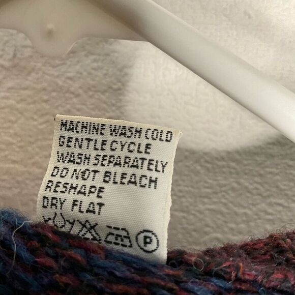 Vintage Boundary Waters Men‎ XL BordoPurple 100%Shetland Wool Italy Made Grandpa - Picture 4 of 9